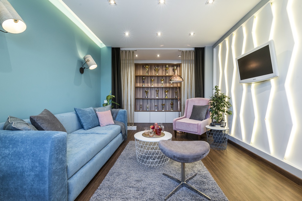 проект гостиной Московский минимализм