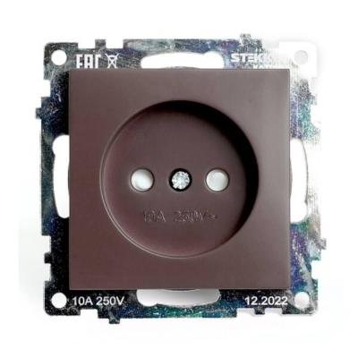 Розетка одноместная с защитной шторкой Stekker Катрин шоколад 49025