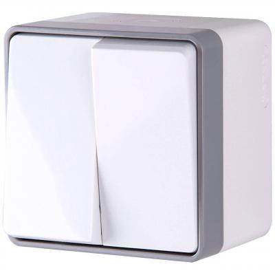 Выключатель двухклавишный влагозащищенный Gallant белый WL15-03-02 4690389102141