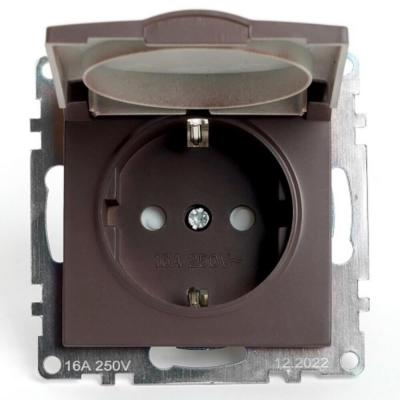 Розетка одноместная с защитной шторкой Stekker Катрин шоколад 49029 Розетка одноместная с защитной шторкой Stekker Катрин шоколад 49029