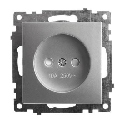 Розетка 2P со шторками Stekker Катрин серебро 39581