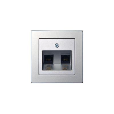 Розетка 2хRJ45 Liregus Epsilon серебро 28-1855 Розетка 2хRJ45 Liregus Epsilon серебро 28-1855