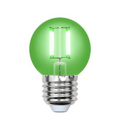 Лампа светодиодная филаментная (UL-00002988) Uniel E27 5W зеленый LED-G45-5W/GREEN/E27 GLA02GR