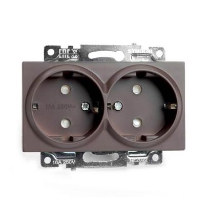 Розетка двухместная с защитной шторкой Stekker Катрин шоколад 49030 Розетка двухместная с защитной шторкой Stekker Катрин шоколад 49030