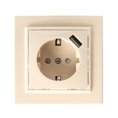 Розетка 2P+PE/USB со шторками Stekker Эрна слоновая кость 39237 Розетка 2P+PE/USB со шторками Stekker Эрна слоновая кость 39237