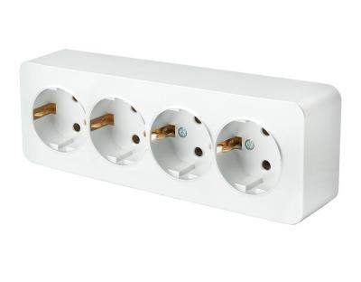 Розетка 4-местная 2P+PE Stekker София белый 49308