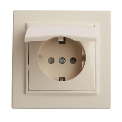 Розетка 2P+PE со шторками и крышкой Stekker Эрна слоновая кость 39238 Розетка 2P+PE со шторками и крышкой Stekker Эрна слоновая кость 39238