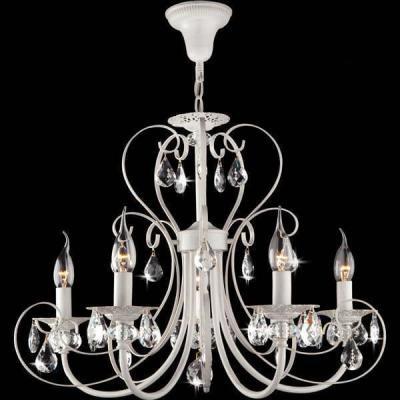 Подвесная люстра Eurosvet 3305/5 белый с золотом/прозрачный хрусталь Strotskis Подвесная люстра Eurosvet 3305/5 белый с золотом/прозрачный хрусталь Strotskis