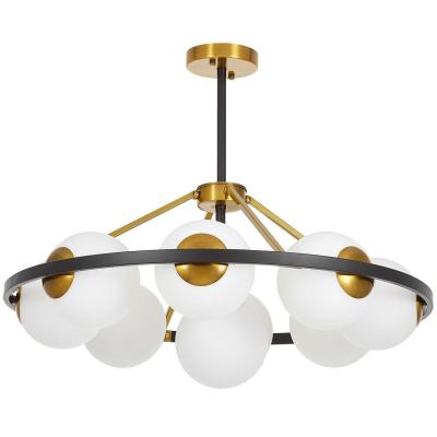 Люстра потолочная на штанге Lumina Deco Donzano LDP 8034-9 BK+WT