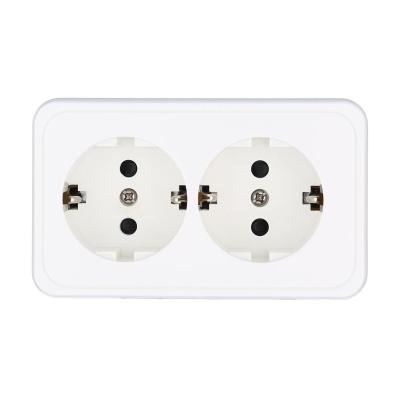 Розетка двойная открытой установки с заземляющими контактами с защитными шторками LK Studio Standard 813504