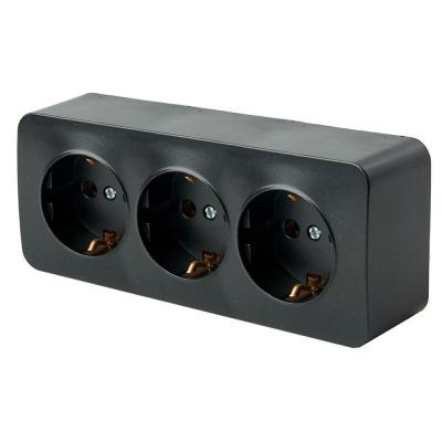 Розетка двойная 2P+PE Stekker София черный матовый 49502