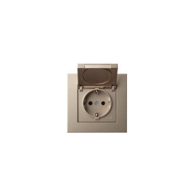 Розетка 2P+E с крышкой Liregus Epsilon шампань 28-313