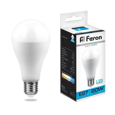(10 шт.) Лампа светодиодная Feron E27 20W 6400K Шар Матовая LB-98 25789