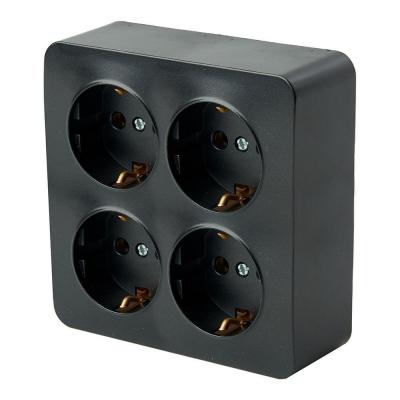 Розетка 4-местная 2P+PE Stekker София черный матовый 49510