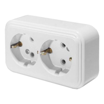 Розетка двойная 2P+PE Stekker Брест белый 39695