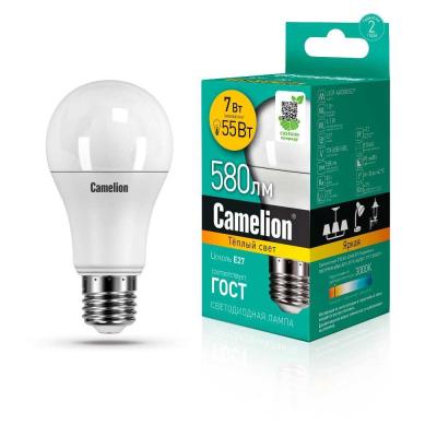 (11 шт.) Лампа светодиодная Camelion LED7-A60/830/E27