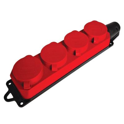 Розетка переносная 4-местная 2P+PE с крышкой Stekker Одри 49400