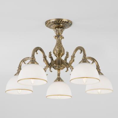 Классическая люстра со стеклянными плафонами 60106/5 античная бронза