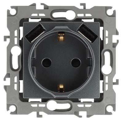 Розетка P+E со шторками 2хUSB ЭРА ЭРА 12 12-4109-12