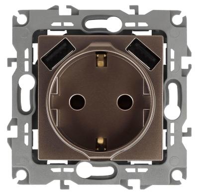 Розетка P+E со шторками 2хUSB ЭРА ЭРА 12 12-4109-13