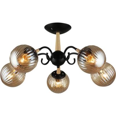 Люстра потолочная на штанге Reluce 04886-0.3-05 BK+WOOD