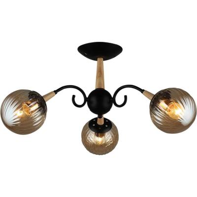 Люстра потолочная на штанге Reluce 04886-0.3-03 BK+WOOD