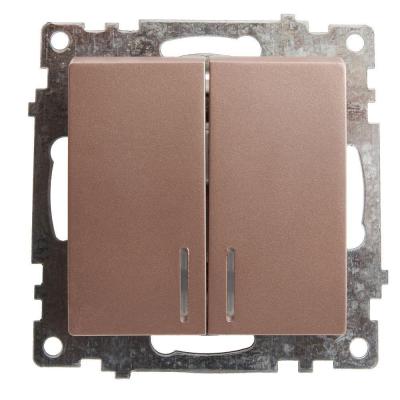 Выключатель двухклавишный с подсветкой Stekker Катрин шампань 39593