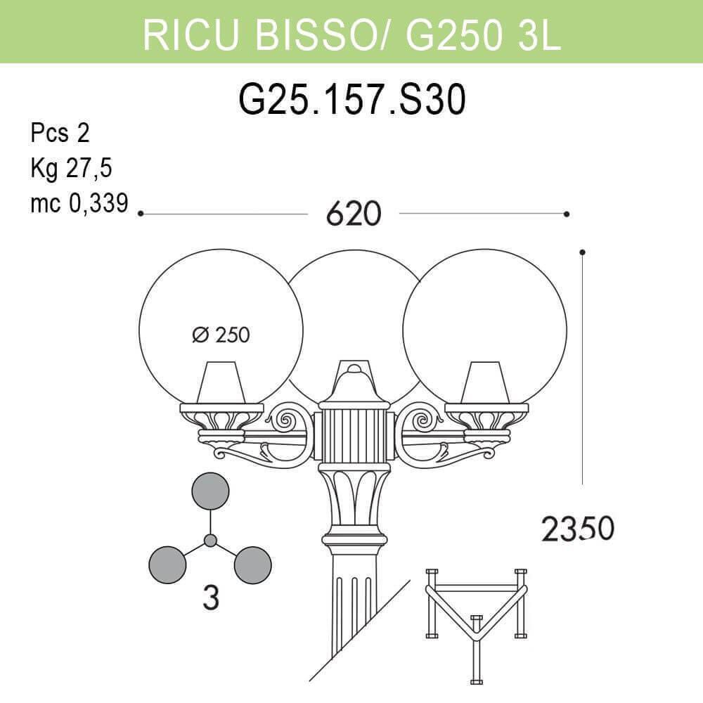 Уличный фонарь Fumagalli Ricu Bisso/G250 G25.157.S30.AYE27 Уличный фонарь Fumagalli Ricu Bisso/G250 G25.157.S30.AYE27