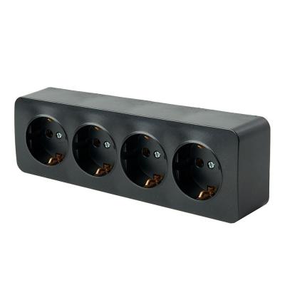 Розетка 4-местная 2P+PE Stekker София черный 49320 Розетка 4-местная 2P+PE Stekker София черный 49320