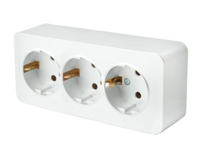 Розетка тройная 2P+PE Stekker София белый 49306