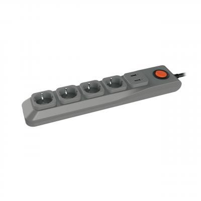 Сетевой фильтр (UL-00001761) Uniel 4гн х 3м с/з Lux S-GSL5-3U Grey
