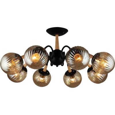 Люстра потолочная на штанге Reluce 04886-0.3-08 BK+WOOD