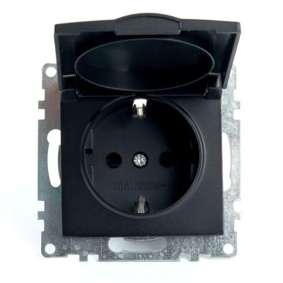 Розетка четырехместная 2P+PE со шторками и крышкой Stekker Катрин черный 39608 Розетка четырехместная 2P+PE со шторками и крышкой Stekker Катрин черный 39608