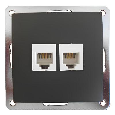 Розетка телефонная двойная 2хRJ-11 с накладкой LK Studio LK60 865608-1 Розетка телефонная двойная 2хRJ-11 с накладкой LK Studio LK60 865608-1