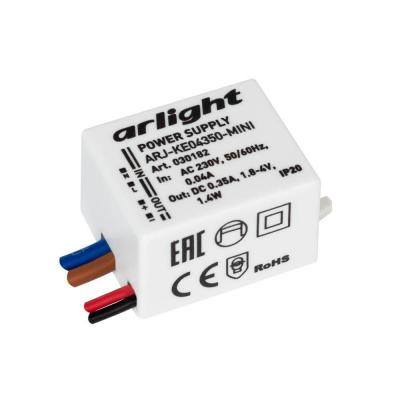 Драйвер Arlight ARJ-KE04350-Mini 1,8-4V 1,4W IP20 0,35A 030182 Драйвер Arlight ARJ-KE04350-Mini 1,8-4V 1,4W IP20 0,35A 030182