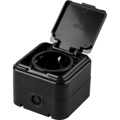 Розетка 2P+PE с крышкой Stekker Брест черный 32741