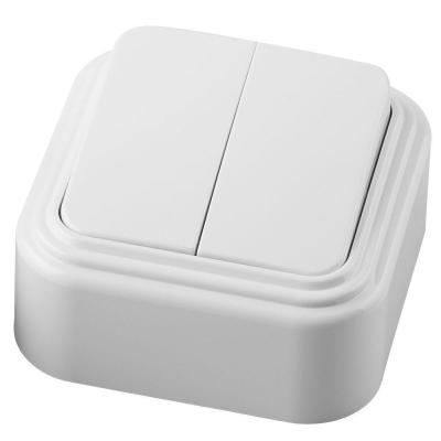 Выключатель двухклавишный Stekker Брест белый 32744