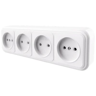 Розетка четырехместная 2P Stekker Брест белый 39701