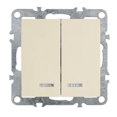 Выключатель двухклавишный с подсветкой Feron Stekker Эрна 39321