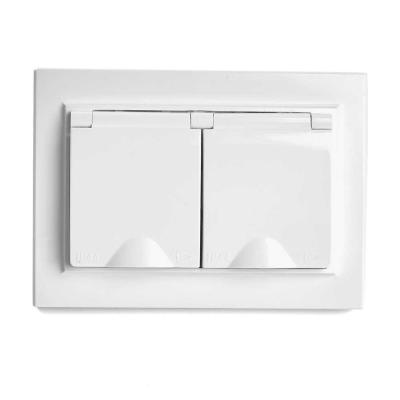 Розетка 2-местная 2P+PE с крышкой Stekker Эрна белый 49139