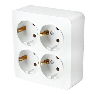 Розетка 4-местная 2P+PE Stekker София белый 49310