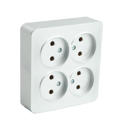 Розетка четырехместная 2P Stekker София серебро 49333