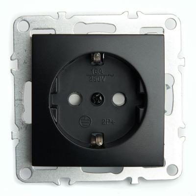 Розетка 2P+E Stekker Эрна черный 49154