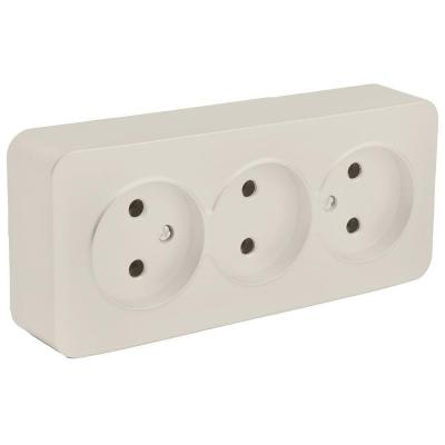 Розетка тройная 2P Stekker София слоновая кость 49499