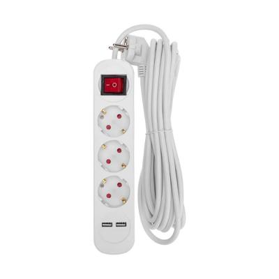 Удлинитель 3 гнезда, 5м, с/з, с выключателем, 2 USB REXANT 13-4017