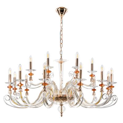 Подвесная люстра Crystal Lux CATARINA CATARINA SP12+6 V2 GOLD/TRANSPARENT-COGNAC