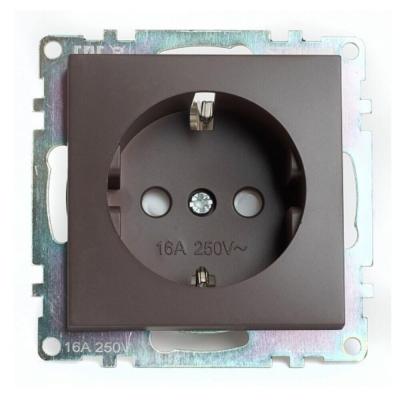 Розетка одноместная с защитной шторкой Stekker Катрин шоколад 49028 Розетка одноместная с защитной шторкой Stekker Катрин шоколад 49028